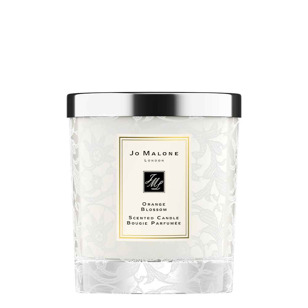 Orange Blossom Home Candle with Lace Design